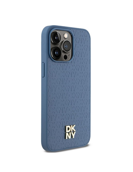 Coque pour IPHONE 15 Pro Max compatible avec MagSafe DKHMP15XPSHRPSB (DKNY HC MagSafe Pu Repeat Pattern W/Stack Logo) bleu
