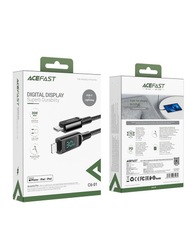 ACEFAST Câble Type C vers Lightning MFi 3A PD 30W C6-01 1,2 m noir