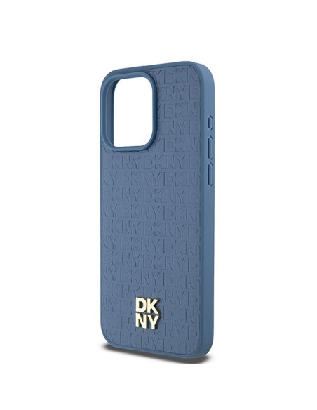 Coque pour IPHONE 15 Pro Max compatible avec MagSafe DKHMP15XPSHRPSB (DKNY HC MagSafe Pu Repeat Pattern W/Stack Logo) bleu