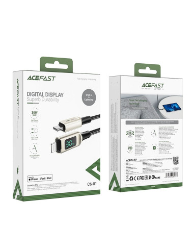 Câble ACEFAST Type C vers Lightning MFi 3A PD 30W C6-01 1,2 m argenté