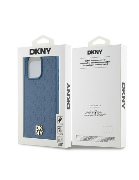 Coque pour IPHONE 15 Pro Max compatible avec MagSafe DKHMP15XPSHRPSB (DKNY HC MagSafe Pu Repeat Pattern W/Stack Logo) bleu