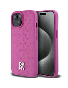 Coque DKNY pour IPHONE 15 compatible avec MagSafe DKHMP15SPSHRPSP (DKNY HC MagSafe Pu Repeat Pattern W/Stack Logo) rose