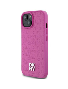 Coque DKNY pour IPHONE 15 compatible avec MagSafe DKHMP15SPSHRPSP (DKNY HC MagSafe Pu Repeat Pattern W/Stack Logo) rose 2