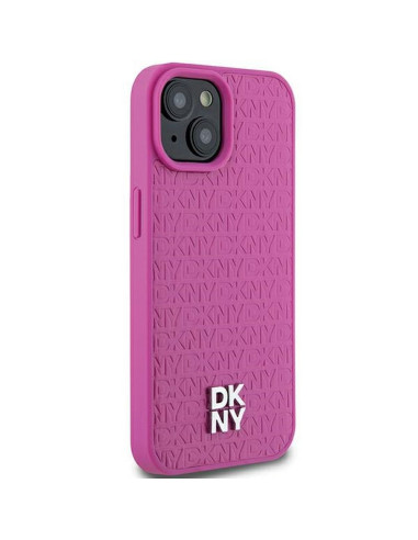 Coque DKNY pour IPHONE 15 compatible avec MagSafe DKHMP15SPSHRPSP (DKNY HC MagSafe Pu Repeat Pattern W/Stack Logo) rose
