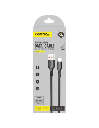 PAVAREAL Câble USB à Type C 5A PA-DC73C 1 m. noir