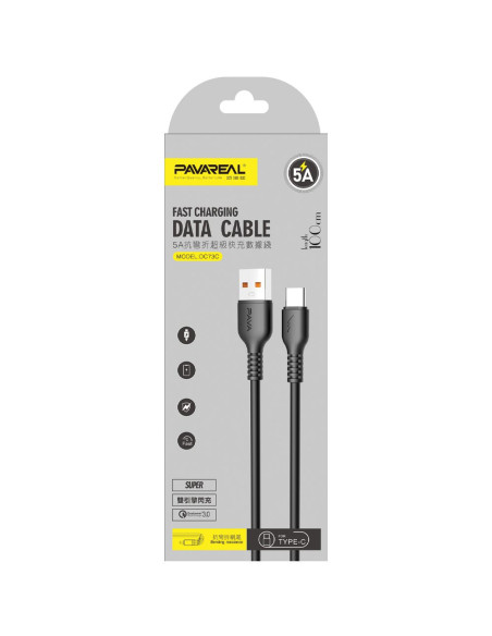 PAVAREAL Câble USB à Type C 5A PA-DC73C 1 m. noir