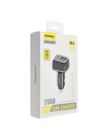 PAVAREAL chargeur de voiture Type C PD 20W + 2x USB 4.8A PA-CC65 blanc