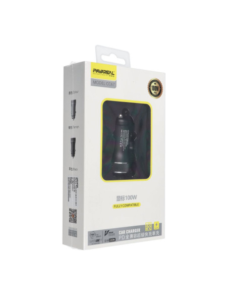 PAVAREAL chargeur de voiture Type C PD 20W + USB 3A PA-CC67 noir [EOL].