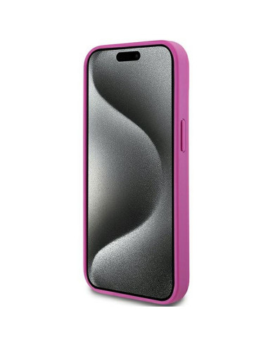 Coque DKNY pour IPHONE 15 compatible avec MagSafe DKHMP15SPSHRPSP (DKNY HC MagSafe Pu Repeat Pattern W/Stack Logo) rose