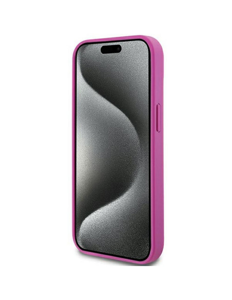 Coque DKNY pour IPHONE 15 compatible avec MagSafe DKHMP15SPSHRPSP (DKNY HC MagSafe Pu Repeat Pattern W/Stack Logo) rose
