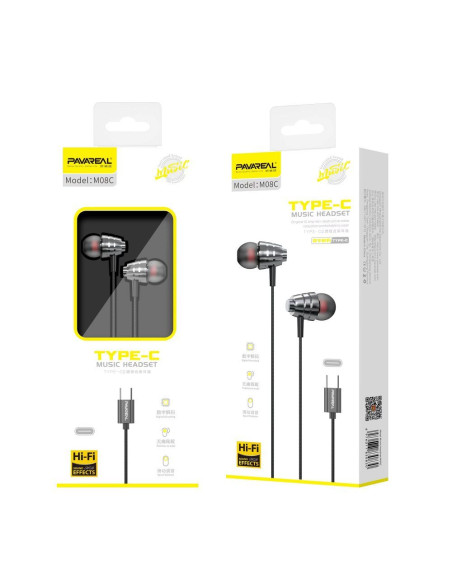Écouteur PAVAREAL avec microphone Type C PA-M08C noir [DAC].
