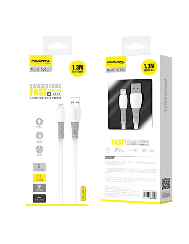 PAVAREAL Câble USB vers iPhone Lightning 8 broches PA-Q15I 1,3 m. blanc
