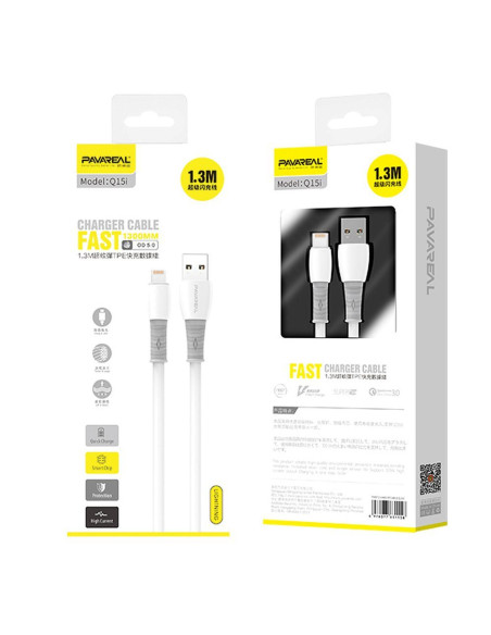 PAVAREAL Câble USB vers iPhone Lightning 8 broches PA-Q15I 1,3 m. blanc
