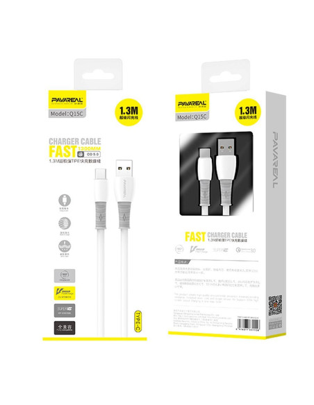 PAVAREAL Câble USB à Type C 5A PA-Q15C 1,3 m. blanc