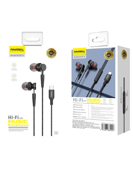 Écouteur PAVAREAL avec microphone Type C PA-M10C-R noir [DAC].