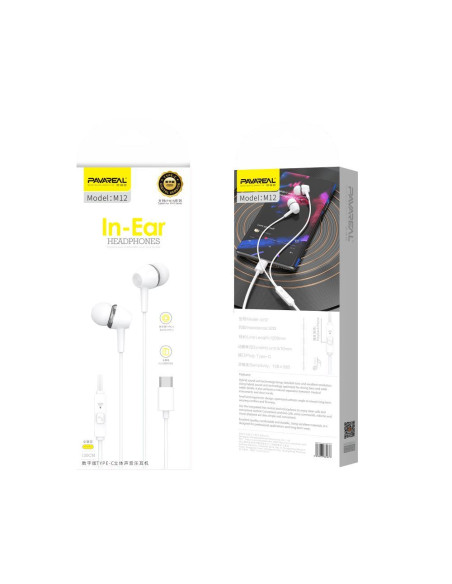 Écouteur PAVAREAL avec microphone Type C PA-M12 blanc [DAC].