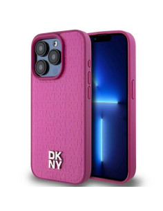 Coque pour IPHONE 15 Pro compatible avec MagSafe DKHMP15LPSHRPSP (DKNY HC MagSafe Pu Repeat Pattern W/Stack Logo) rose