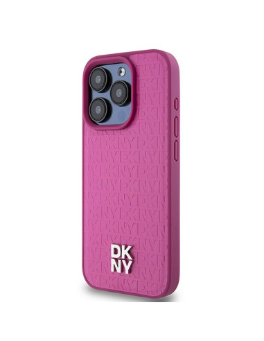 Coque pour IPHONE 15 Pro compatible avec MagSafe DKHMP15LPSHRPSP (DKNY HC MagSafe Pu Repeat Pattern W/Stack Logo) rose
