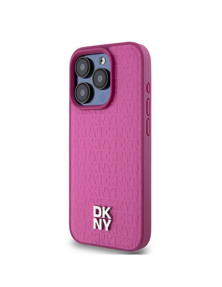 Coque pour IPHONE 15 Pro compatible avec MagSafe DKHMP15LPSHRPSP (DKNY HC MagSafe Pu Repeat Pattern W/Stack Logo) rose