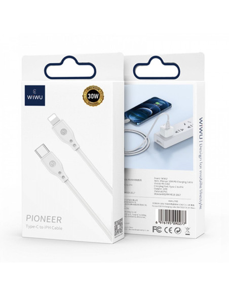 WiWU - Pioneer Wi-C002 Câble USB C vers Lightning série 30W - blanc