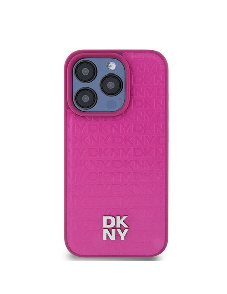 Coque pour IPHONE 15 Pro compatible avec MagSafe DKHMP15LPSHRPSP (DKNY HC MagSafe Pu Repeat Pattern W/Stack Logo) rose