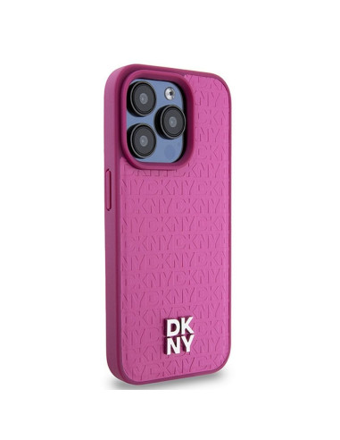 Coque pour IPHONE 15 Pro compatible avec MagSafe DKHMP15LPSHRPSP (DKNY HC MagSafe Pu Repeat Pattern W/Stack Logo) rose