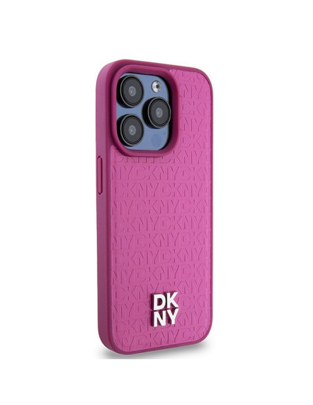 Coque pour IPHONE 15 Pro compatible avec MagSafe DKHMP15LPSHRPSP (DKNY HC MagSafe Pu Repeat Pattern W/Stack Logo) rose