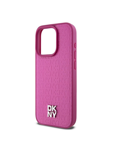 Coque pour IPHONE 15 Pro compatible avec MagSafe DKHMP15LPSHRPSP (DKNY HC MagSafe Pu Repeat Pattern W/Stack Logo) rose