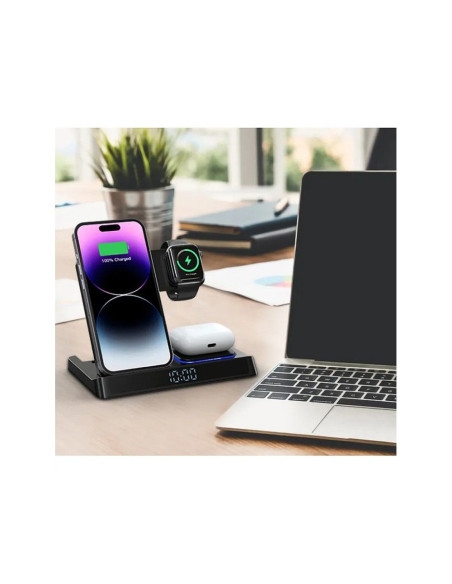 WiWU - Chargement sans fil avec minuterie numérique Wi-W006 Power Air 5in1