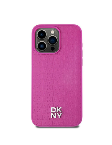 Coque pour IPHONE 15 Pro Max compatible avec MagSafe DKHMP15XPSHRPSP (DKNY HC MagSafe Pu Repeat Pattern W/Stack Logo) rose