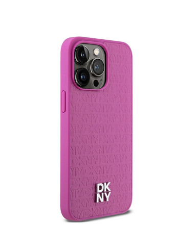 Coque pour IPHONE 15 Pro Max compatible avec MagSafe DKHMP15XPSHRPSP (DKNY HC MagSafe Pu Repeat Pattern W/Stack Logo) rose
