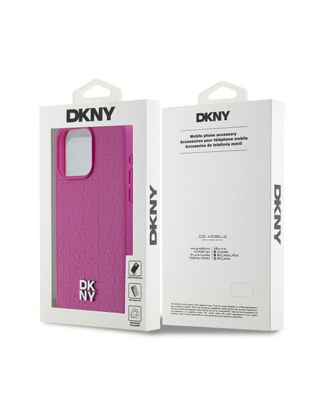 Coque pour IPHONE 15 Pro Max compatible avec MagSafe DKHMP15XPSHRPSP (DKNY HC MagSafe Pu Repeat Pattern W/Stack Logo) rose