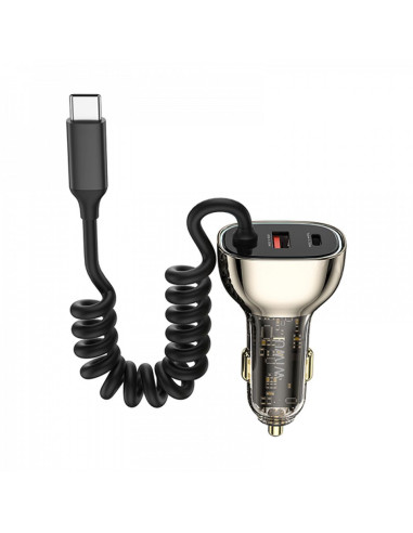 WiWU - Wi-QC016 Chargeur de voiture 90W avec câble USB C et port USB A