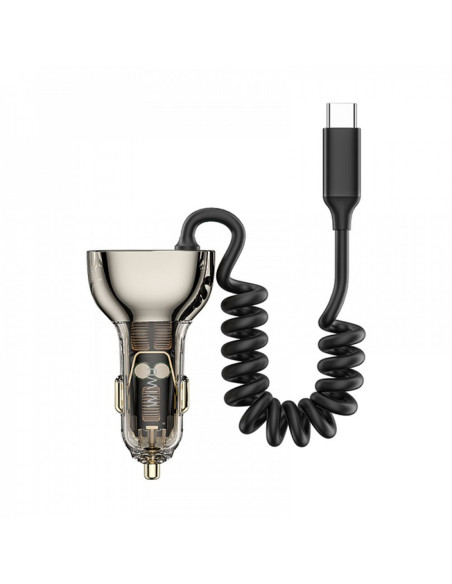 WiWU - Wi-QC016 Chargeur de voiture 90W avec câble USB C et port USB A