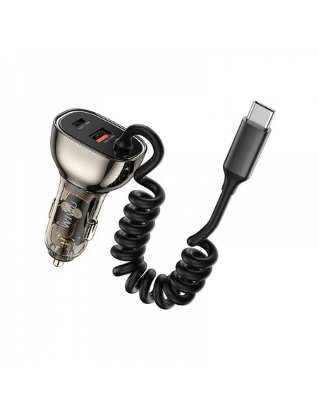 WiWU - Wi-QC016 Chargeur de voiture 90W avec câble USB C et port USB A
