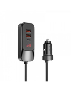 WiWU - Chargeur de voiture multiport avec câble d'extension Wi-QC015 120W PD+QC 2xUSB A + 2xUSB C