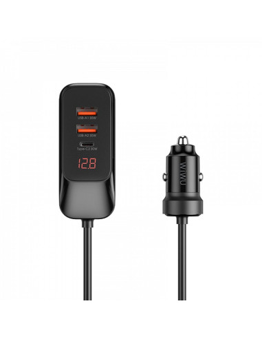 WiWU - Chargeur de voiture multiport avec câble d'extension Wi-QC015 120W PD+QC 2xUSB A + 2xUSB C
