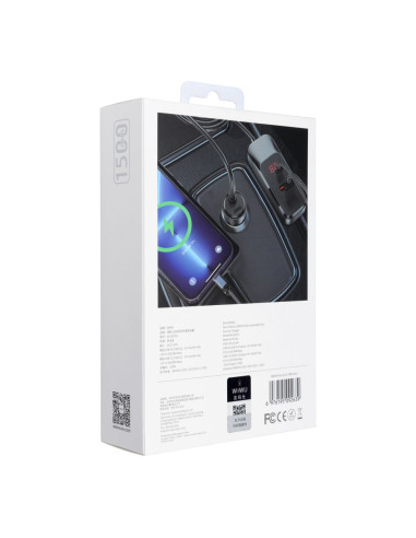 WiWU - Chargeur de voiture multiport avec câble d'extension Wi-QC015 120W PD+QC 2xUSB A + 2xUSB C