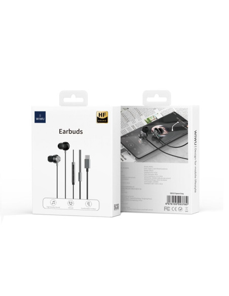 WiWU - EB315 Écouteurs stéréo en ligne USB C (DAC) - gris