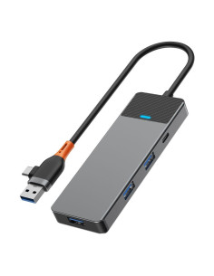 WiWU - HUB A431C 4in1 plug USB A/C à USB3.0x3+USB-Cx1