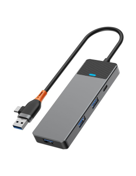 WiWU - HUB A431C 4in1 plug USB A/C à USB3.0x3+USB-Cx1