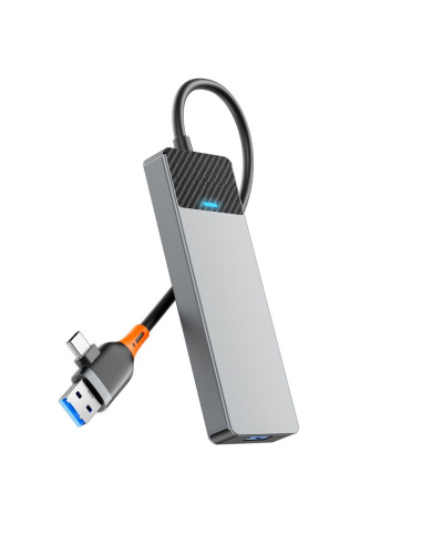 WiWU - HUB A431C 4in1 plug USB A/C à USB3.0x3+USB-Cx1