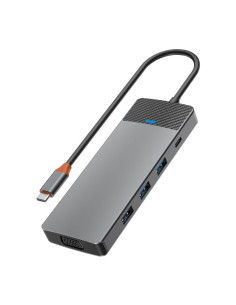 WiWU - HUB A921HV 9in1 USB3.0x2+USB2.0x1+SD/TF(3.0)+PD (100W)+USB-C(3.0)+HDMI(4K30HZ)+VGA 1080P)