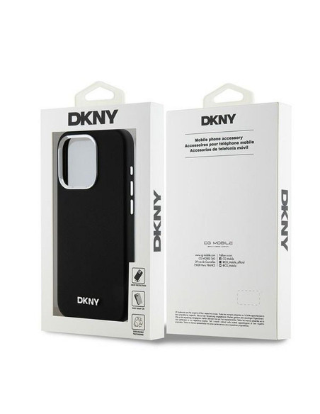 Coque DKNY pour IPHONE 14 Pro compatible avec MagSafe DKHMP14LSMCHLK (DKNY HC MagSafe Silicone W/Horizontal Metal Logo) noir