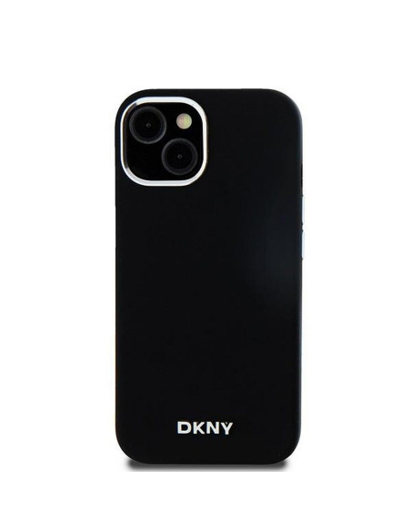 Coque DKNY pour IPHONE 15 compatible avec MagSafe DKHMP15SSMCHLK (DKNY HC MagSafe Silicone W/Horizontal Metal Logo) noir