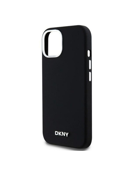 Coque DKNY pour IPHONE 15 compatible avec MagSafe DKHMP15SSMCHLK (DKNY HC MagSafe Silicone W/Horizontal Metal Logo) noir