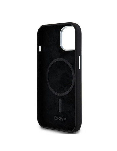 Coque DKNY pour IPHONE 15 compatible avec MagSafe DKHMP15SSMCHLK (DKNY HC MagSafe Silicone W/Horizontal Metal Logo) noir