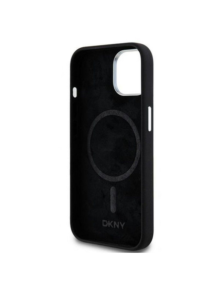 Coque DKNY pour IPHONE 15 compatible avec MagSafe DKHMP15SSMCHLK (DKNY HC MagSafe Silicone W/Horizontal Metal Logo) noir