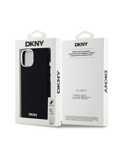 Coque DKNY pour IPHONE 15 compatible avec MagSafe DKHMP15SSMCHLK (DKNY HC MagSafe Silicone W/Horizontal Metal Logo) noir