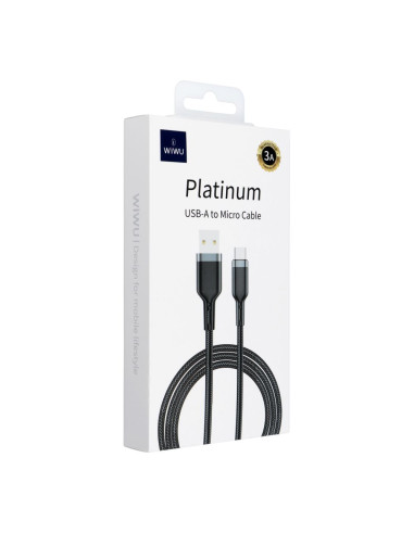 WiWU - Platinum Series USB cable Wi-C019 USB A à Micro USB 3A 1.2m - noir